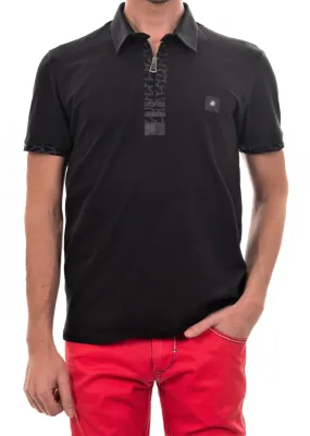 Black Snake Pattern Zipper Polo