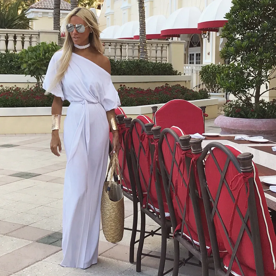 4 White Long Off Shoulder dress - The Milano