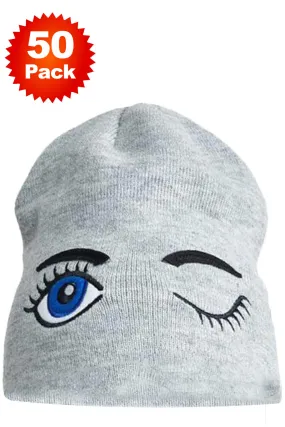 50 Pack Womens Grey Knitted Beanie Hat