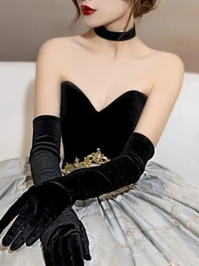 52CM Velvet Dress Long Split Finger Gloves MST0103