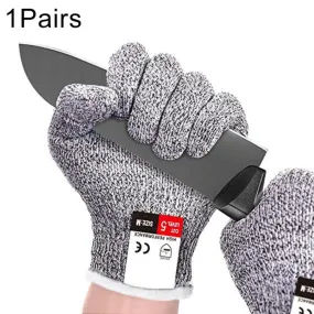 A Pair Cut-resistant Gardening Gloves HPPE Food-grade 5-Level Anti-cutting Anti-wear Safety Working Gloves, Size: M, Length: 22cm(White)