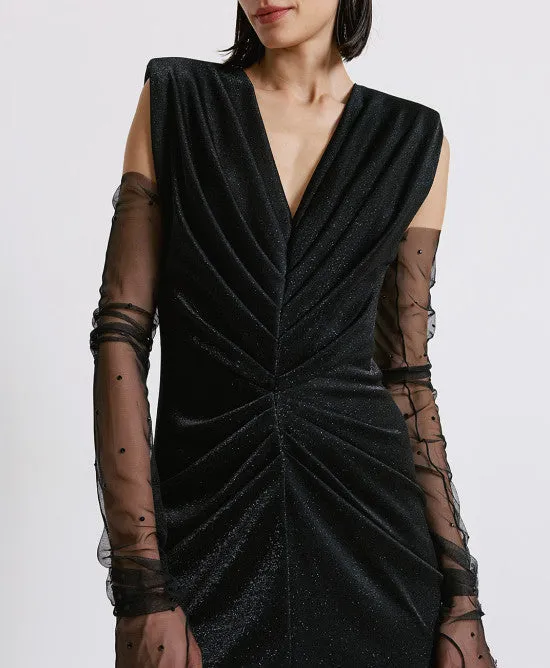 Access Black Maxi Dress With V Neck