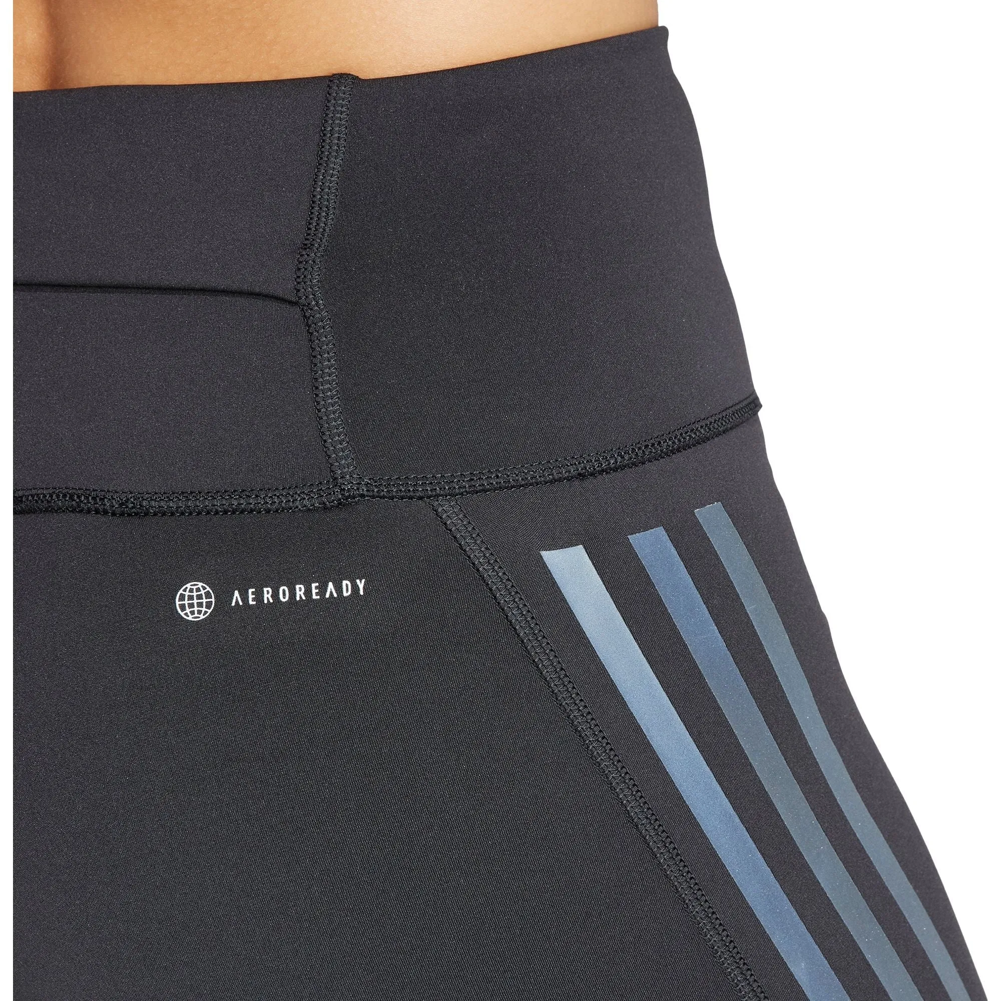 adidas DailyRun 3 Stripes Womens 7/8 Running Tights - Black