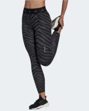 Adidas Hyperglam Techfit High-Waisted 7/8 Zebra Women Training Tight Grey/Black Ib3623