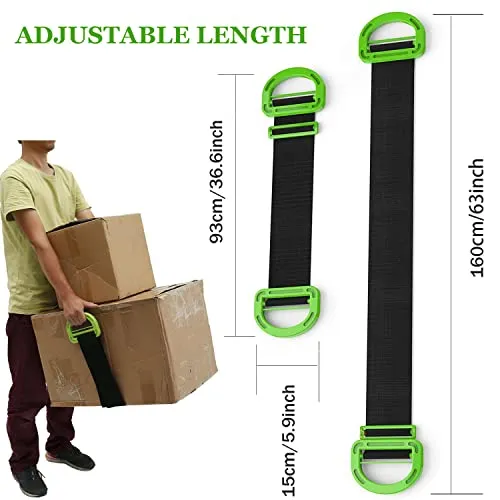 Adjustable Lifting Moving Straps, Furniture Moving Straps for Furniture, Boxes, House-Moving, 2Pack Handle Lifting Straps with Non-Slip Gloves, Support up to 600Lbs