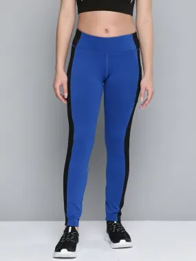 Alcis Women Blue Black Colorblocked Sports Tights