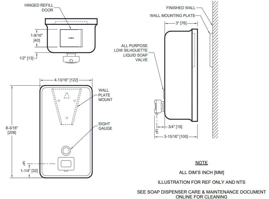 ASI 0347 Vertical Manual Soap Dispenser