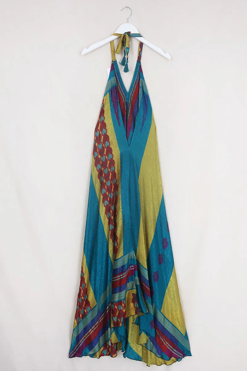 Athena Maxi Dress - Vintage Sari - Stained Glass Shimmer - Free Size M/L