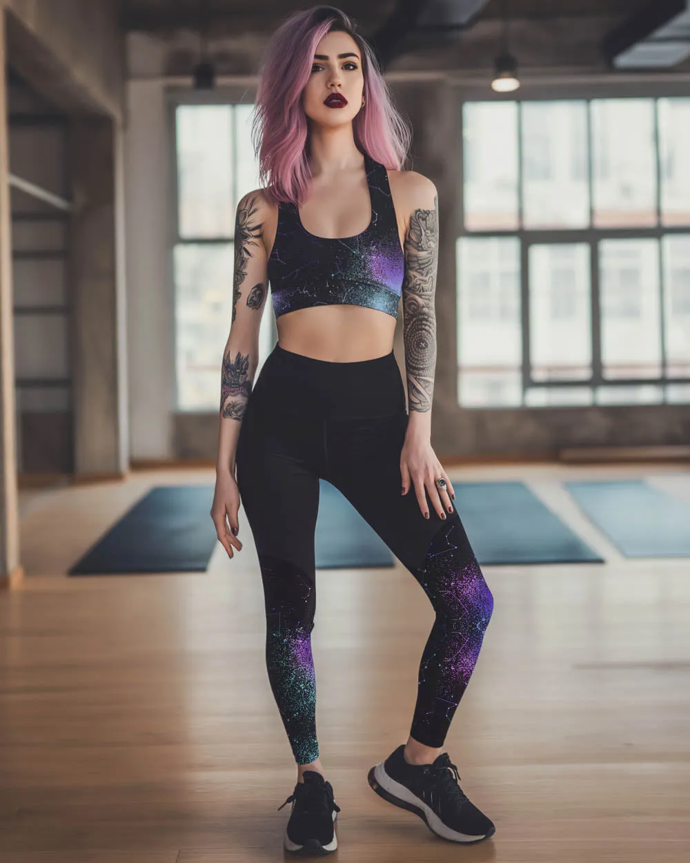 Aurora Sports Leggings - Slimming Effect Compression Fabric with Bum-lift cut - UPF 50 Protection Vegan Activewear