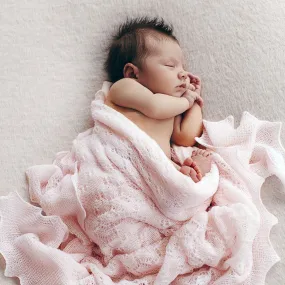 Baby Blanket Lacy Shawl 'Pink'