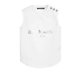 Balmain Kids Logo Print Tank Top