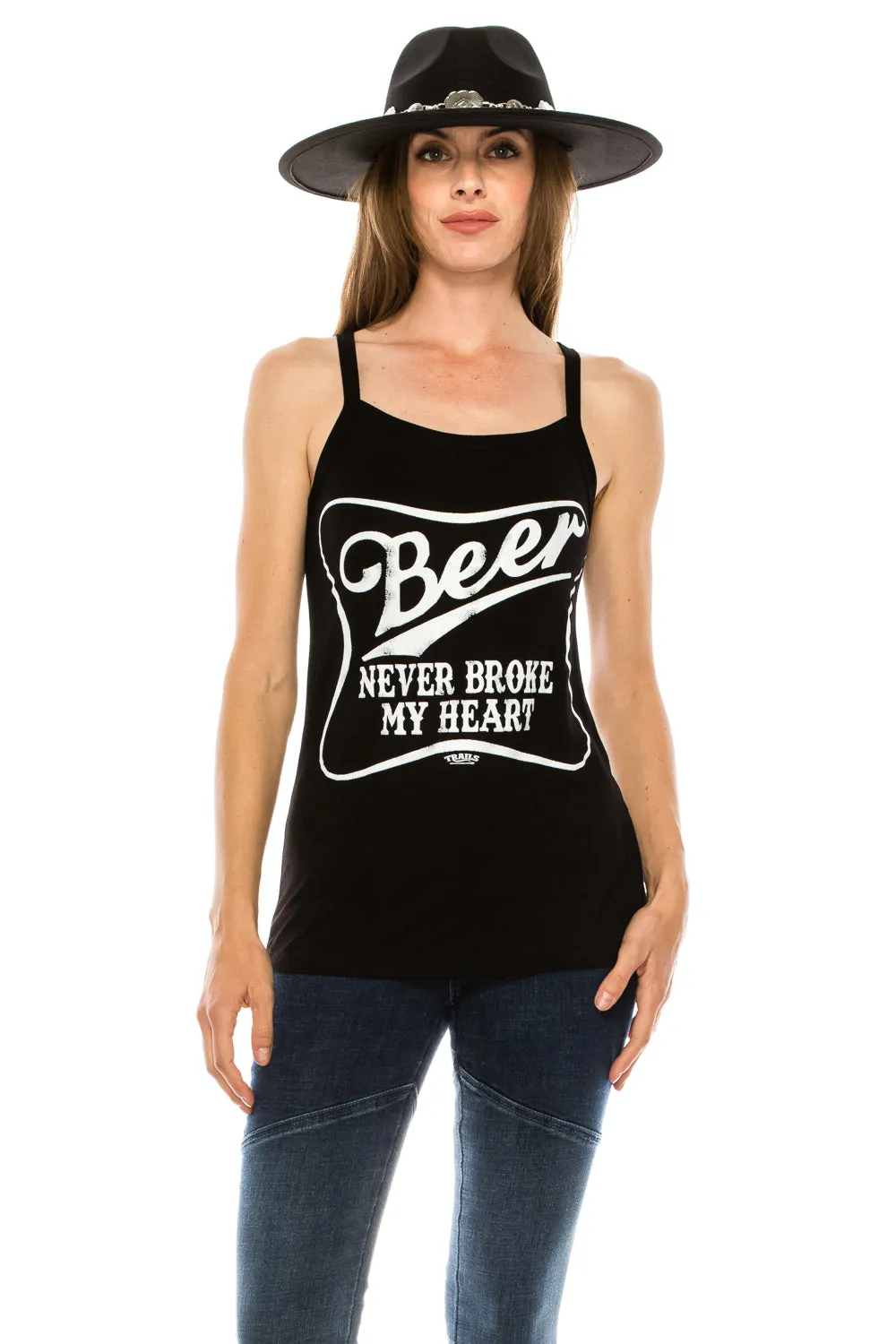 BEER NEVER BROKE MY HEART TANK TOP