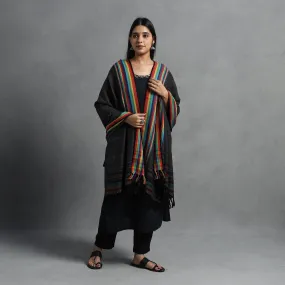 Black - Kumaun Handwoven Pure Merino Wool Shawl for Women 32