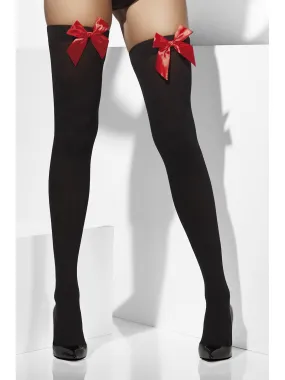 Black Opaque Hold-Ups With Red Bows