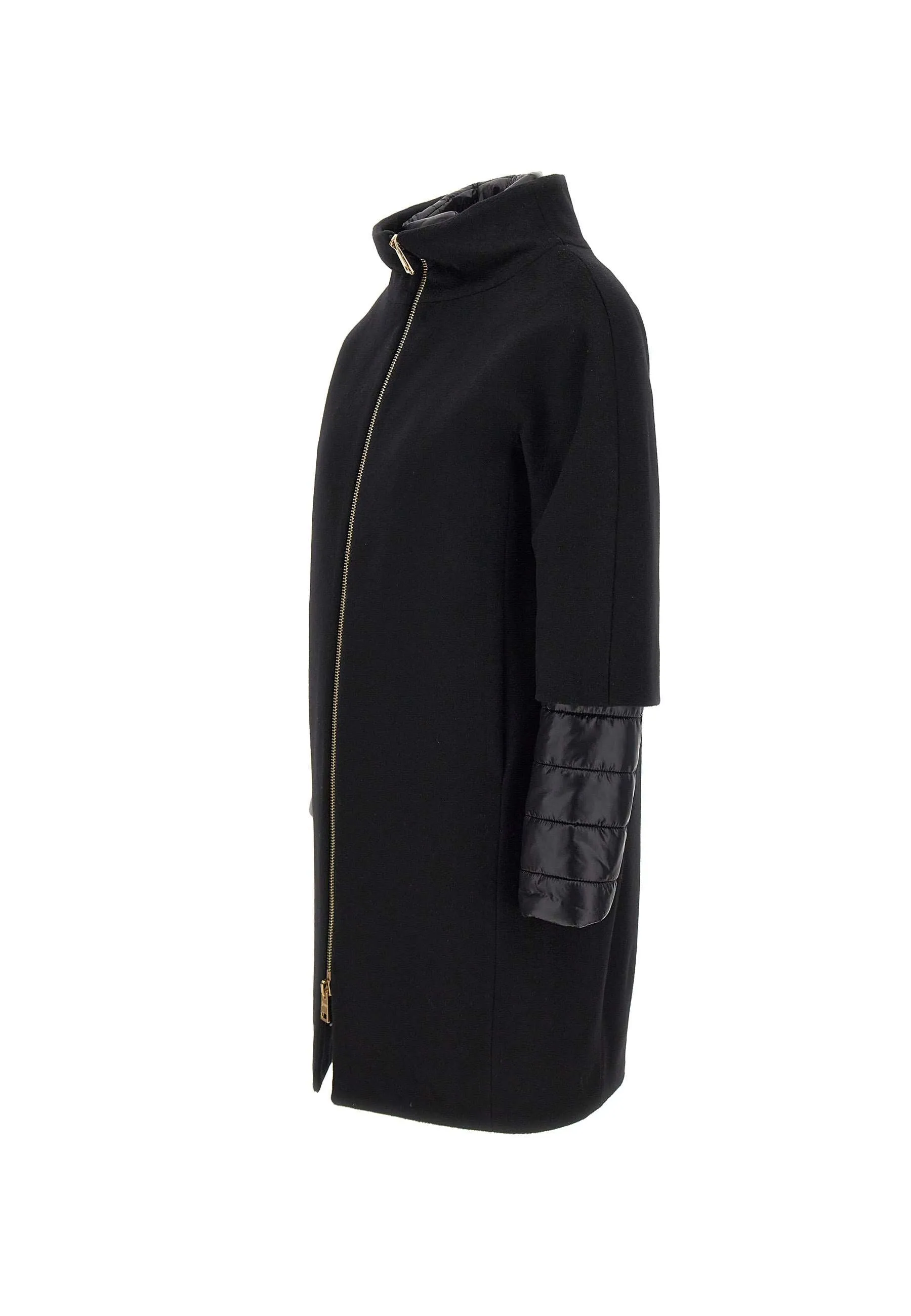 Black Resort Women's Coat with Down Jacket