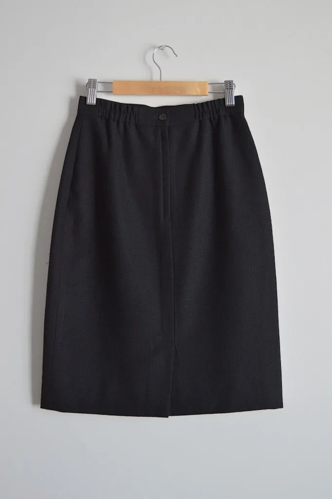 Black Wool Pencil Skirt | XS