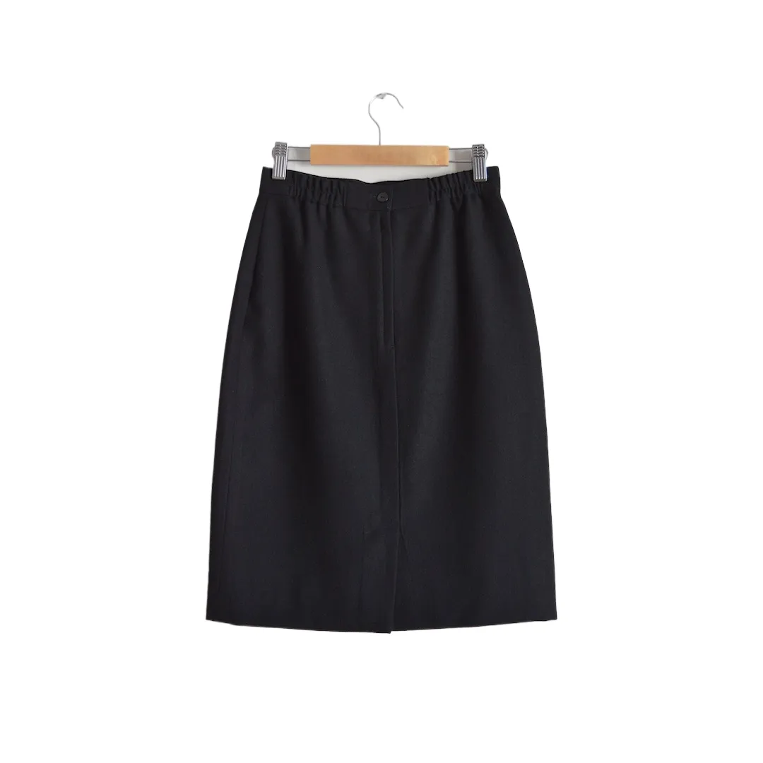 Black Wool Pencil Skirt | XS