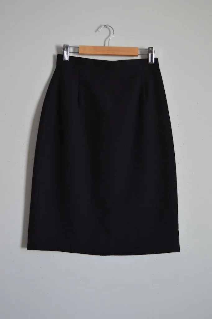 Black Wool Pencil Skirt | XS