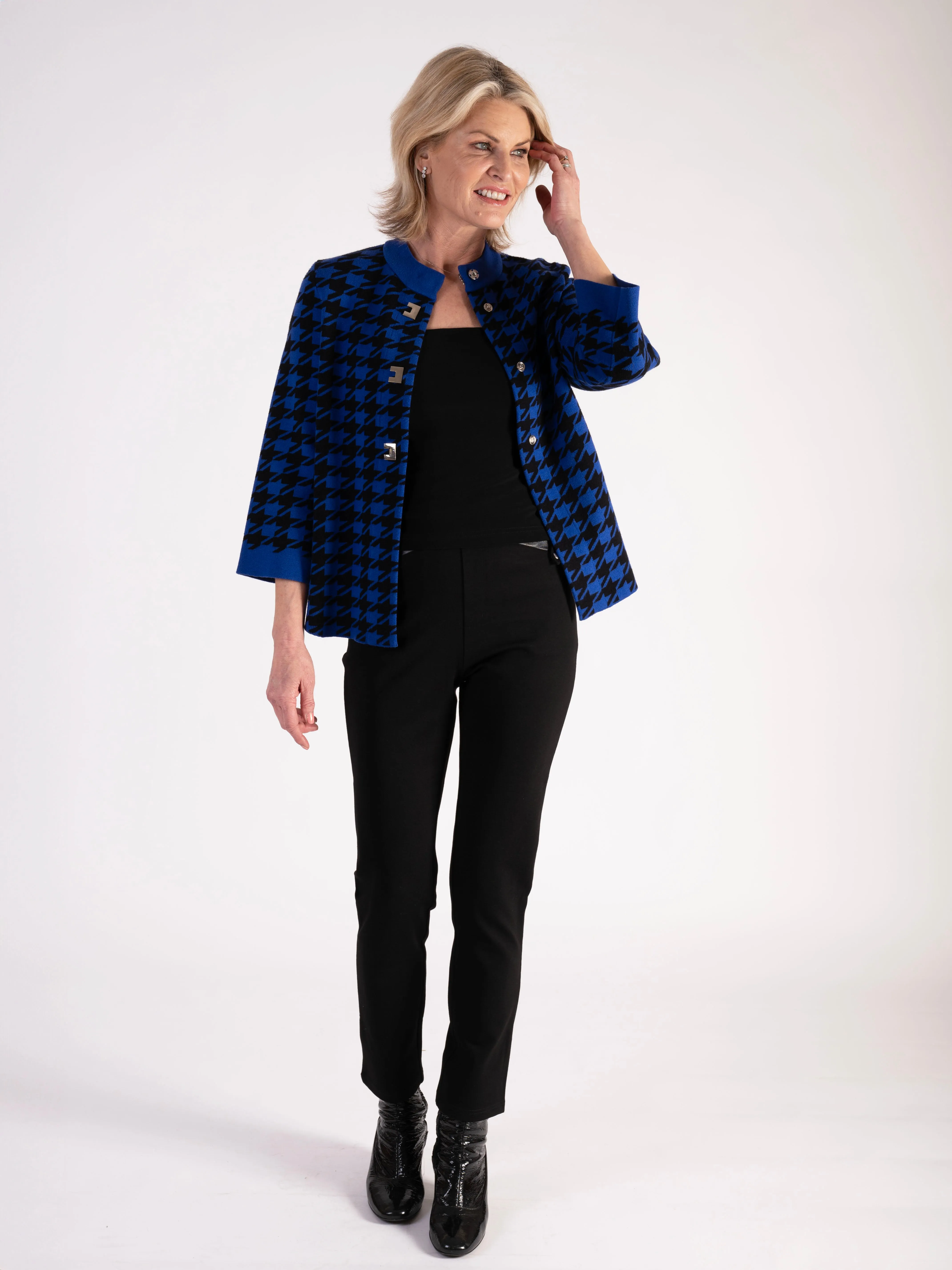 Black/Cobalt Houndstooth Jacket