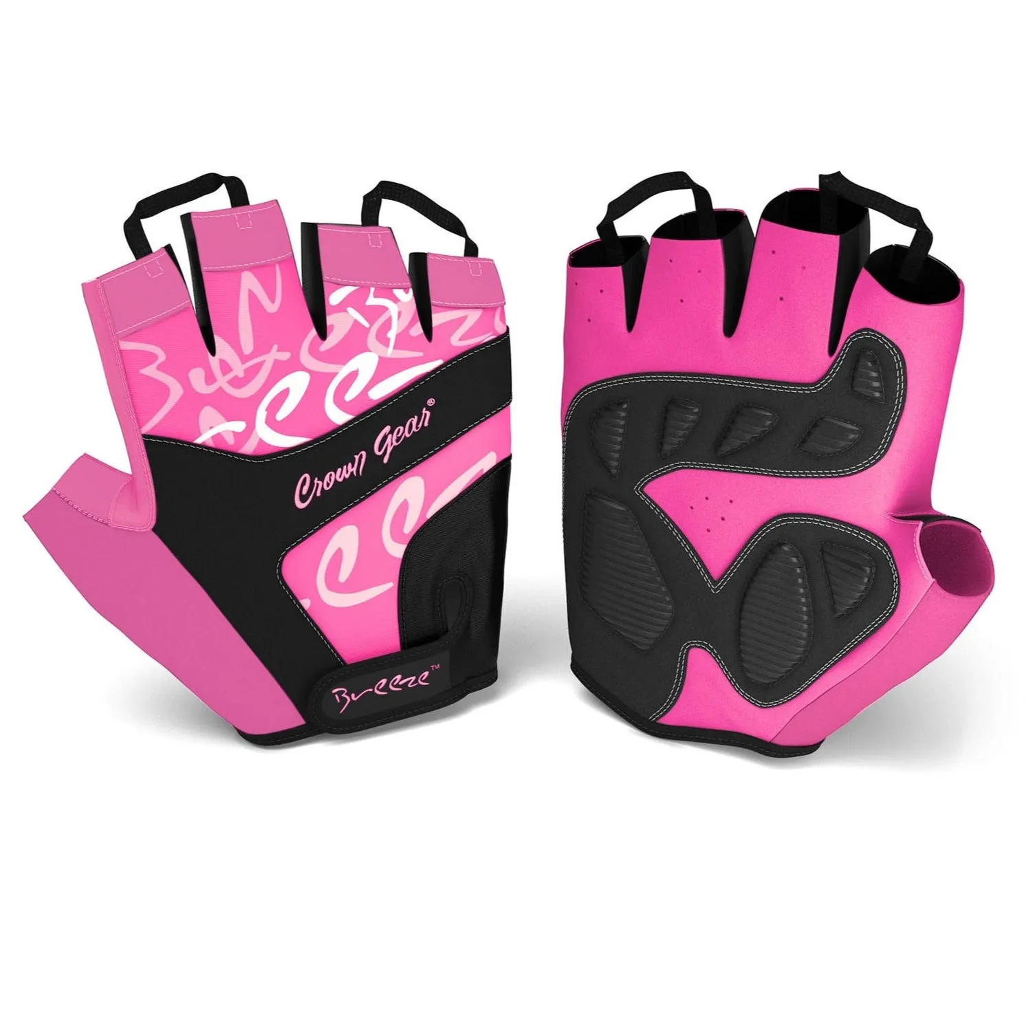 Breeze Women's Biking Cycling Gloves - with Adjustable Wrist Closure and Pull-Off Tapes - Pink