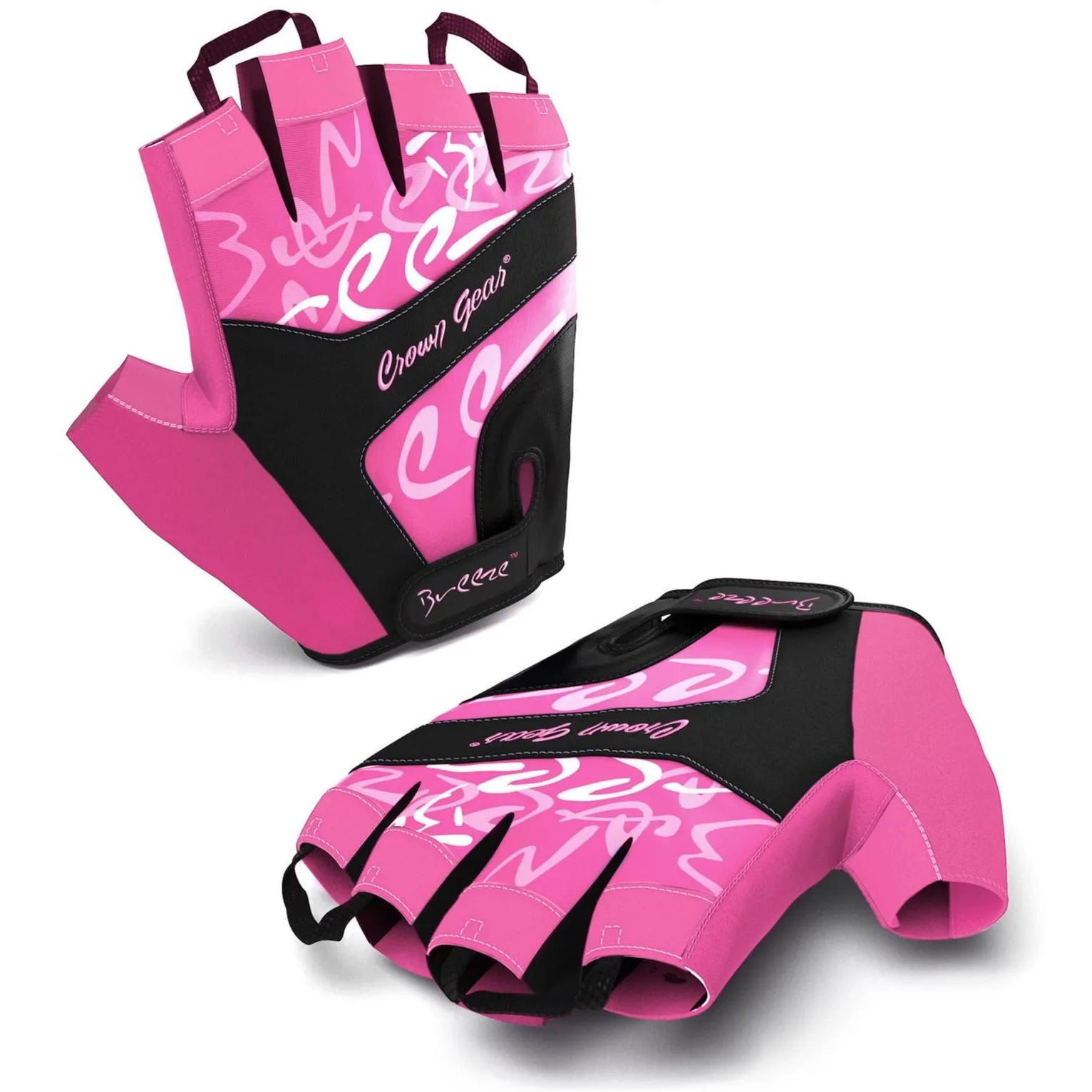 Breeze Women's Biking Cycling Gloves - with Adjustable Wrist Closure and Pull-Off Tapes - Pink