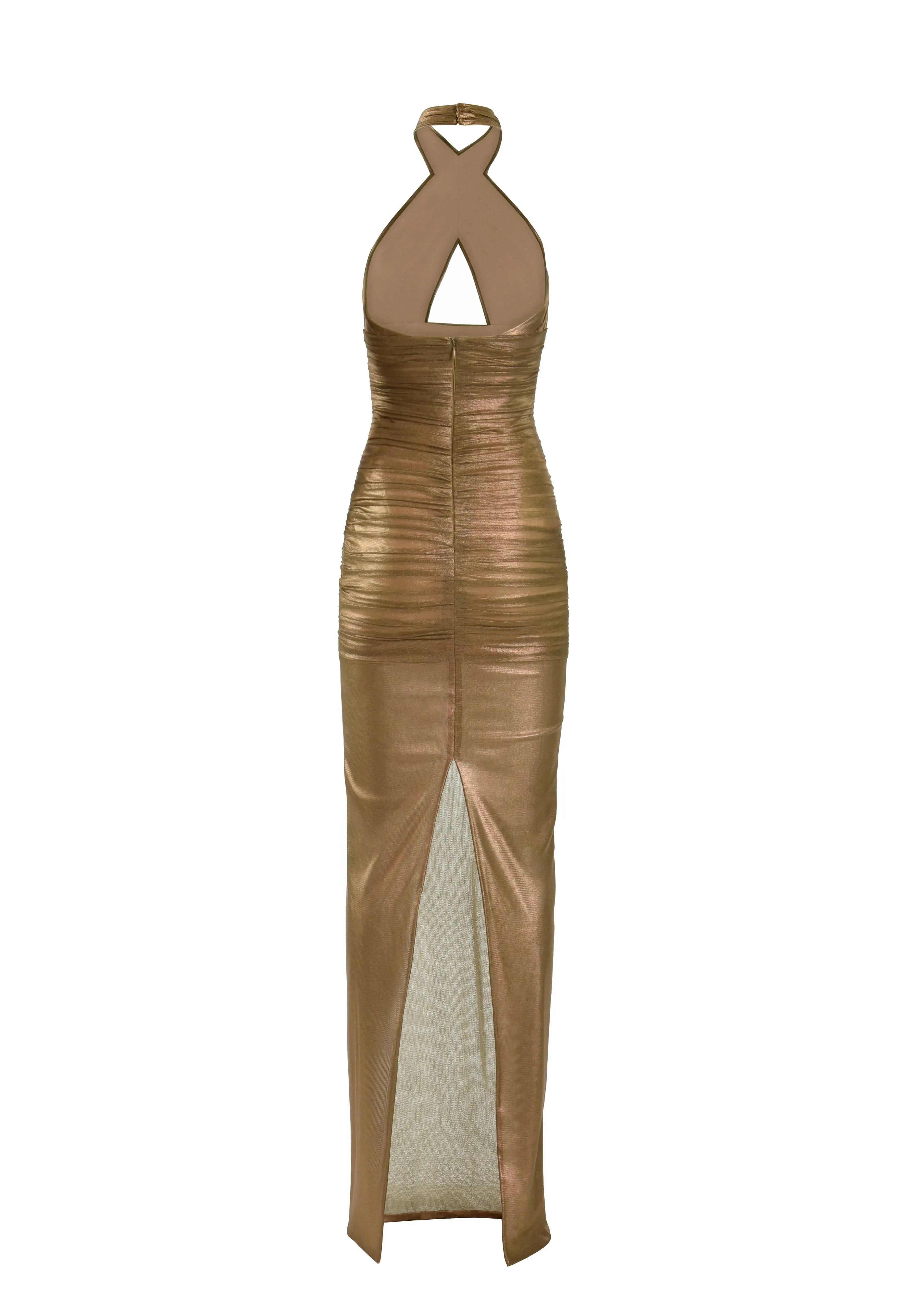 Bronze draped gown