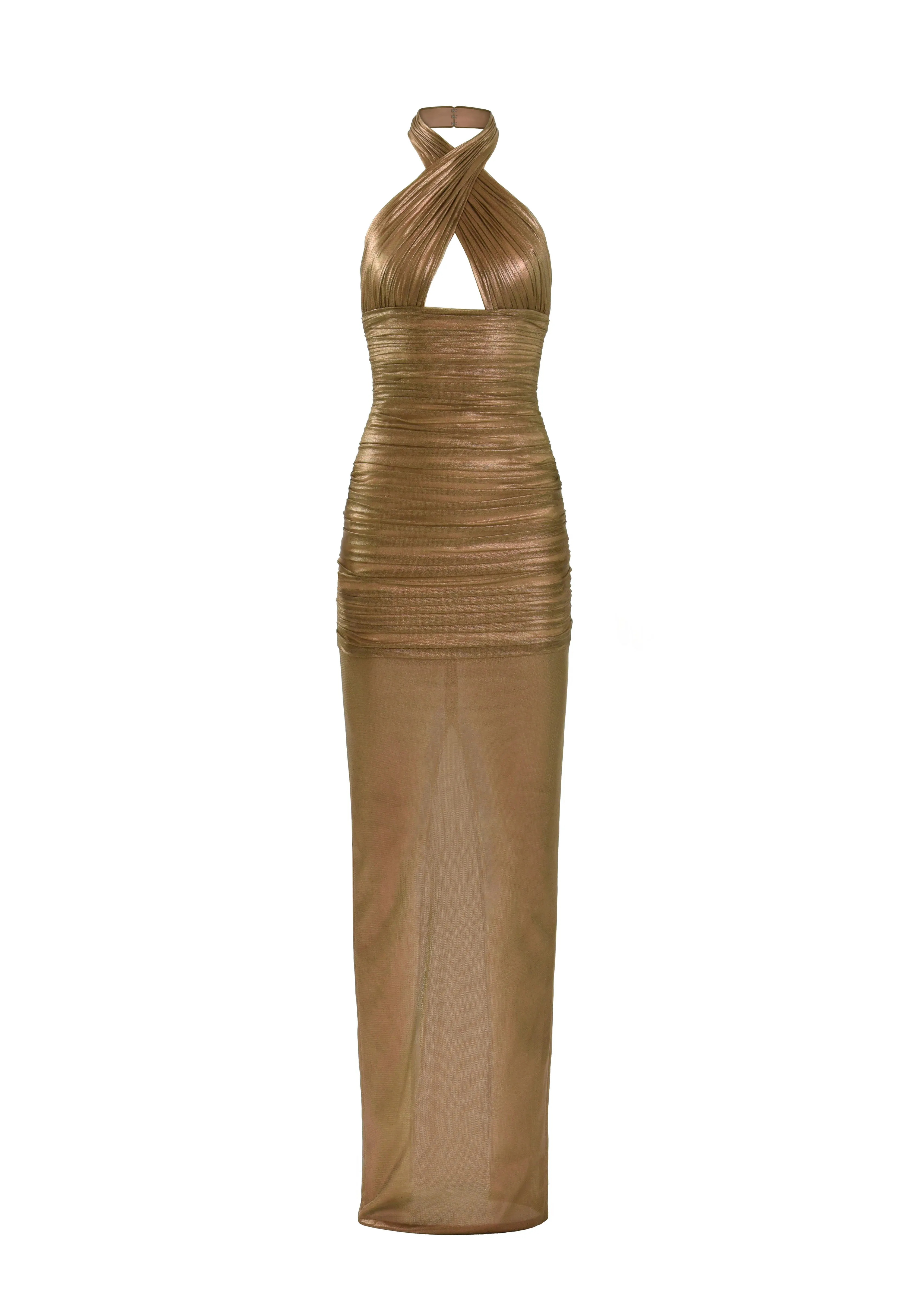 Bronze draped gown