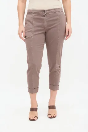 Brown Cropped Cargo Trouser