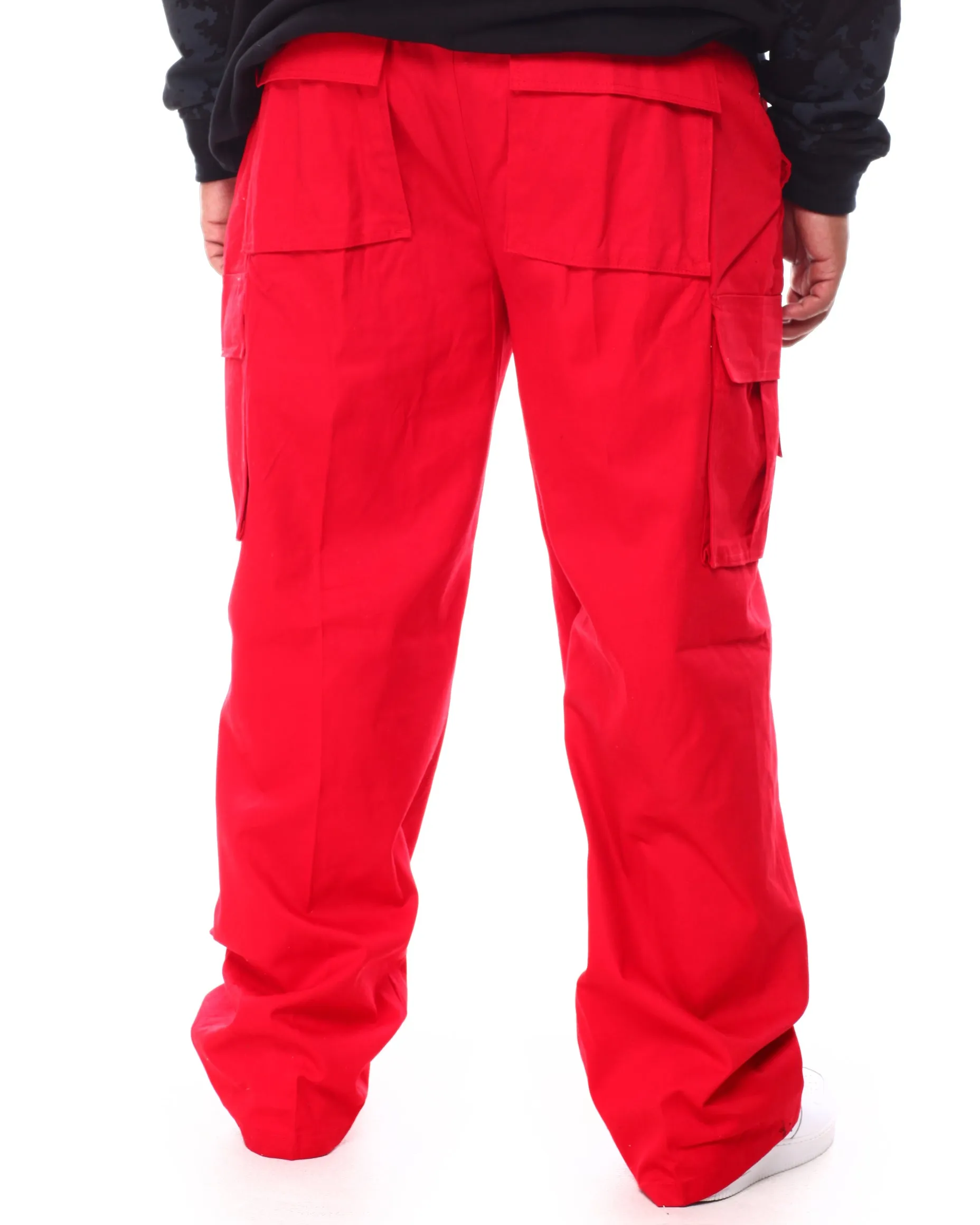 CARGO TWILL PANTS WITH BELT - RED