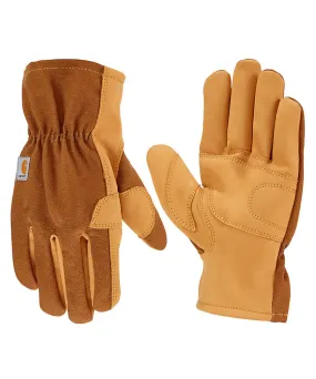 Carhartt Duck/Synthetic Leather Open Cuff Gloves - Carhartt Brown