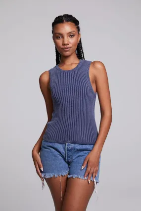 CHA Carnaby Washed Indigo Tank Top Blue