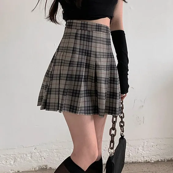 Chic Korean Plaid Pleated Mini Skirt - Culture Heaven Special