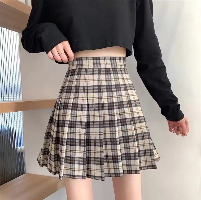 Chic Korean Plaid Pleated Mini Skirt - Culture Heaven Special