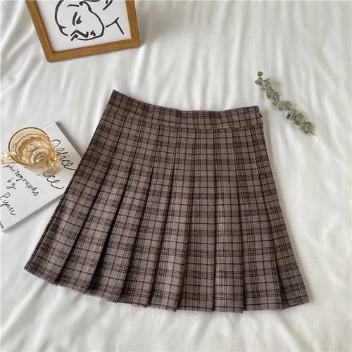 Chic Korean Plaid Pleated Mini Skirt - Culture Heaven Special