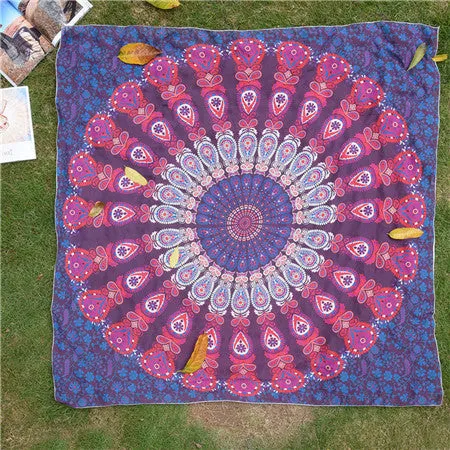 Chiffon Bohemia Rectangle Beach Towel Yoga Mats Cloth Picnic Blanket Shawl Decor Tapestry Peacock Mandala Tapestry Wall Hanging