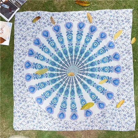 Chiffon Bohemia Rectangle Beach Towel Yoga Mats Cloth Picnic Blanket Shawl Decor Tapestry Peacock Mandala Tapestry Wall Hanging