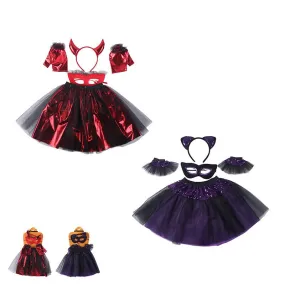 Children Halloween Devil & Cat Instant Dress Up Set