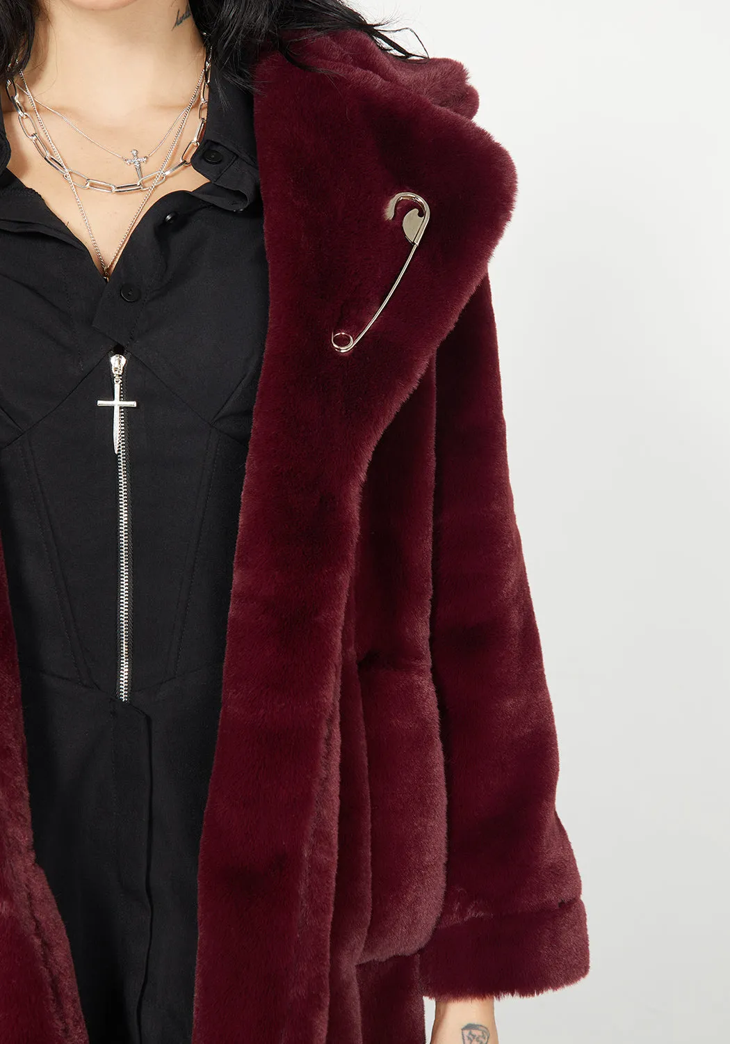 Creature Oversized Fur Coat - Plum