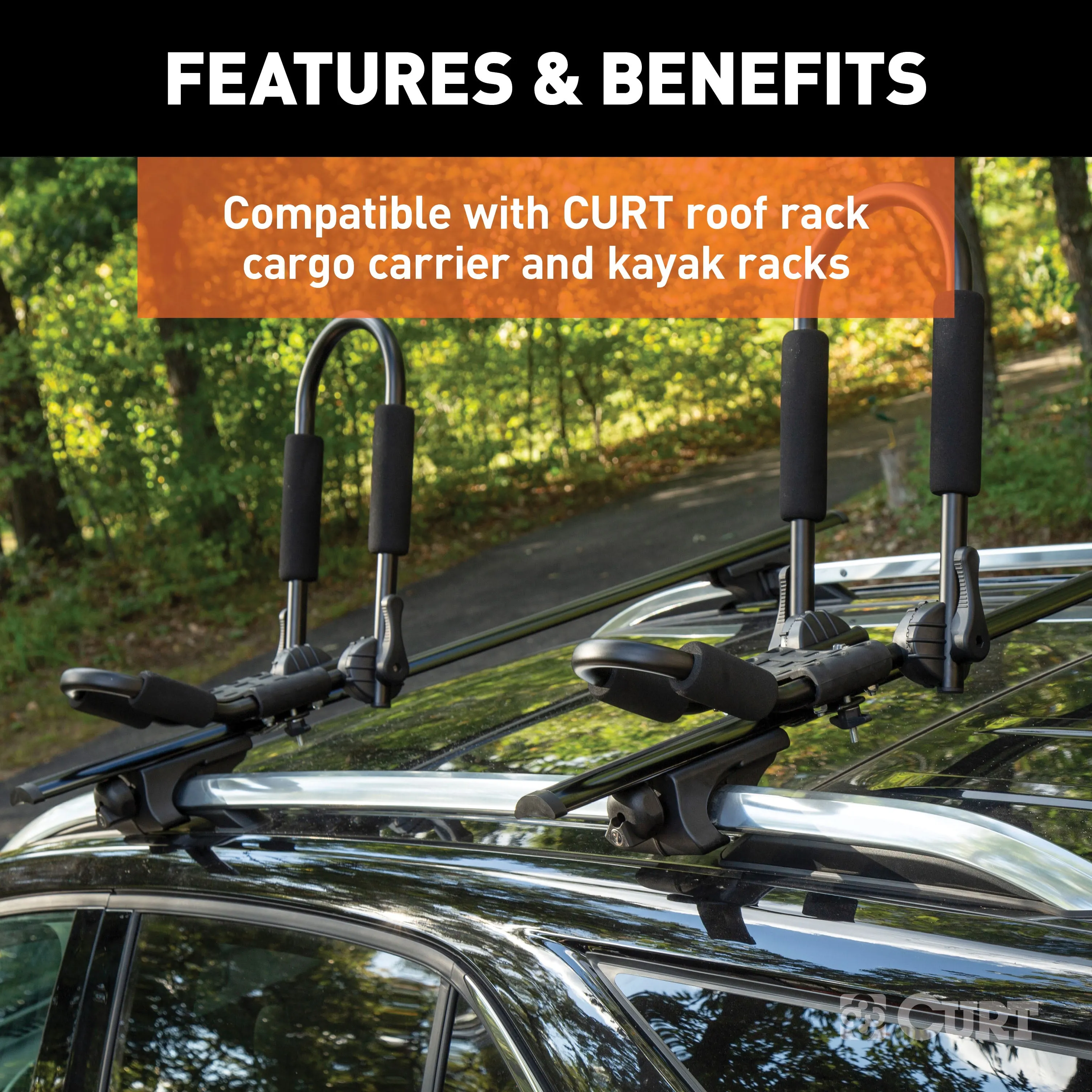 CURT 18118 CURT 18118 Universal 53-3/8-Inch Black Aluminum Roof Rack Cross Bars; 2-Pack