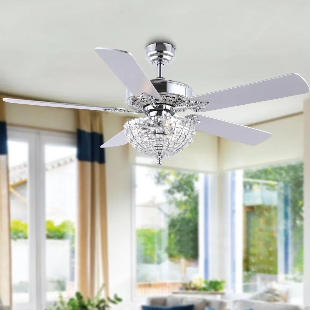 Daniel 52" Glam Classic Crystal Dome Shade LED Ceiling Fan With Remote