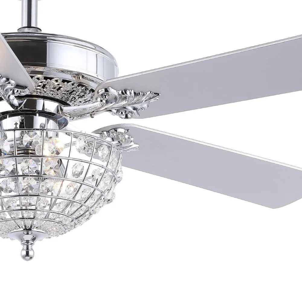 Daniel 52" Glam Classic Crystal Dome Shade LED Ceiling Fan With Remote