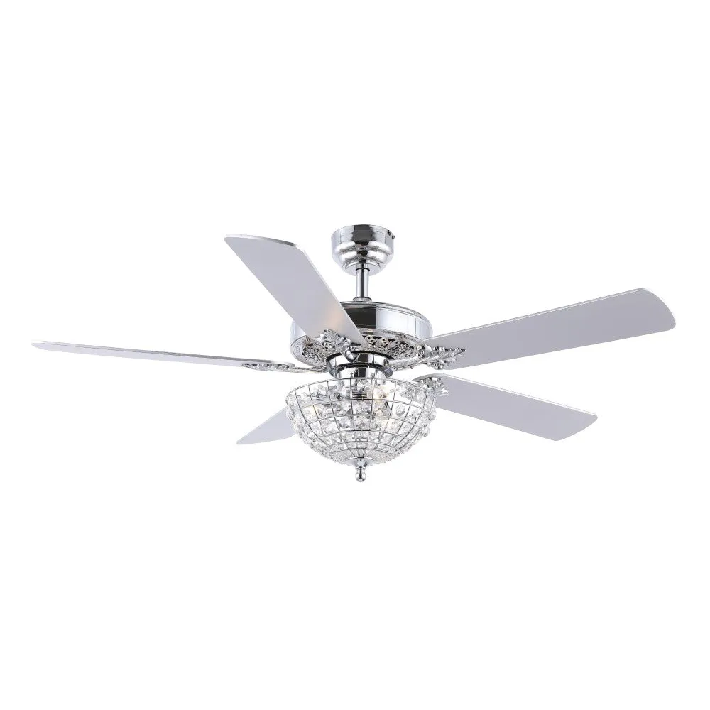 Daniel 52" Glam Classic Crystal Dome Shade LED Ceiling Fan With Remote