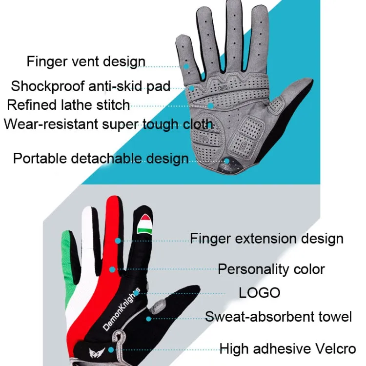 DemonKnights Cycling Gloves Full Finger Bicycle Gloves Outdoor Sports Equipment, Size: XL(Azzurri)