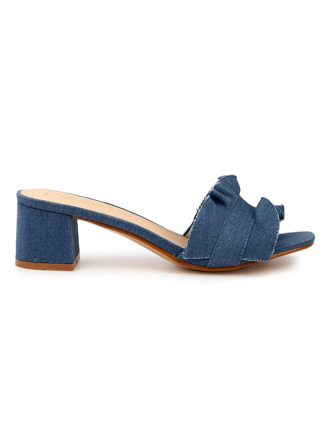 Denim Micro Slip-On Low Block Heels