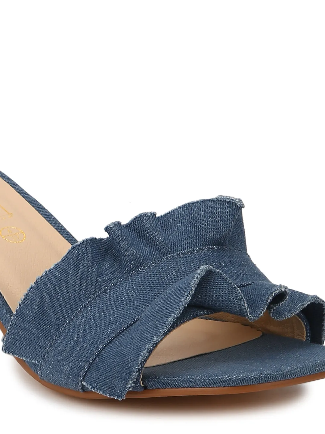 Denim Micro Slip-On Low Block Heels