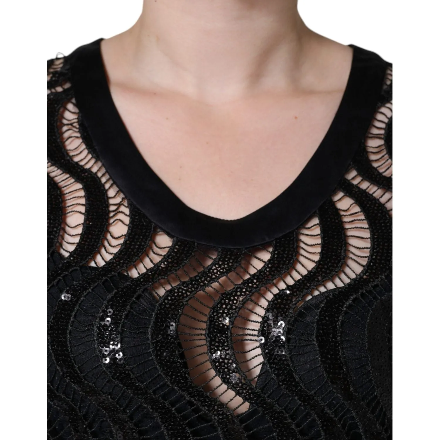 Dolce & Gabbana Black Sequin Sleeveless Tank Blouse Top