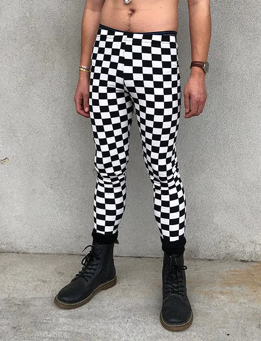 DOOF MEGGINGS - BLACK & WHITE CHECKERBOARD