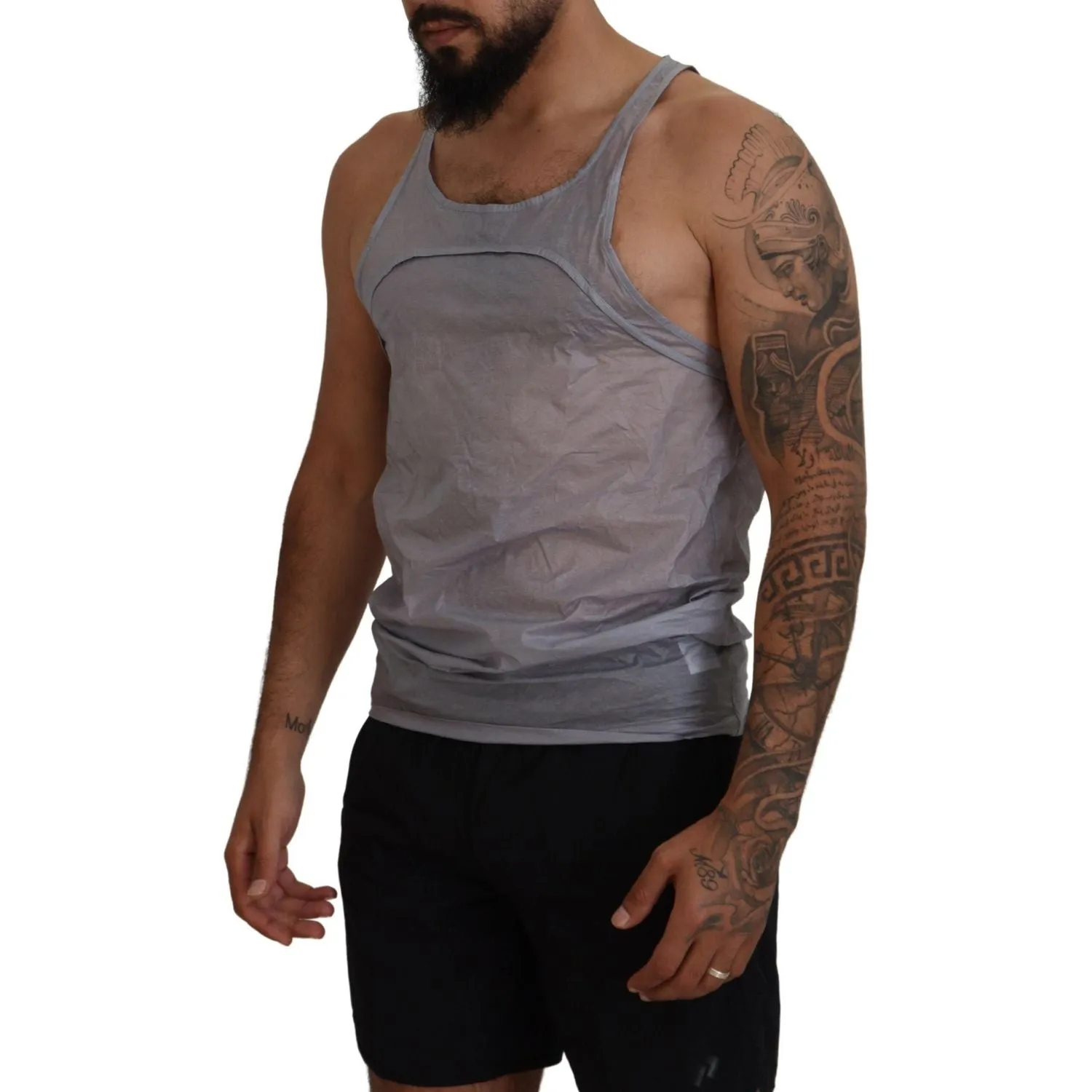 Dsquared² Light Gray Cotton Sleeveless Tank Men Top T-shirt