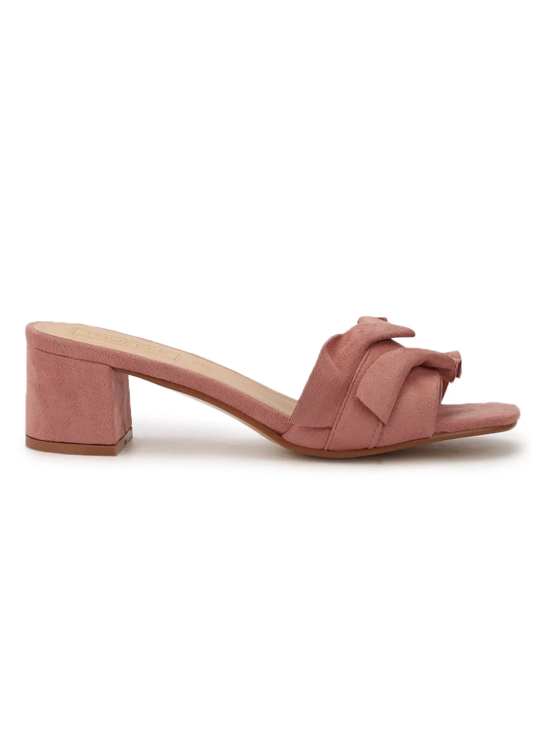 Dusty Pink Micro Slip-On Low Block Heels