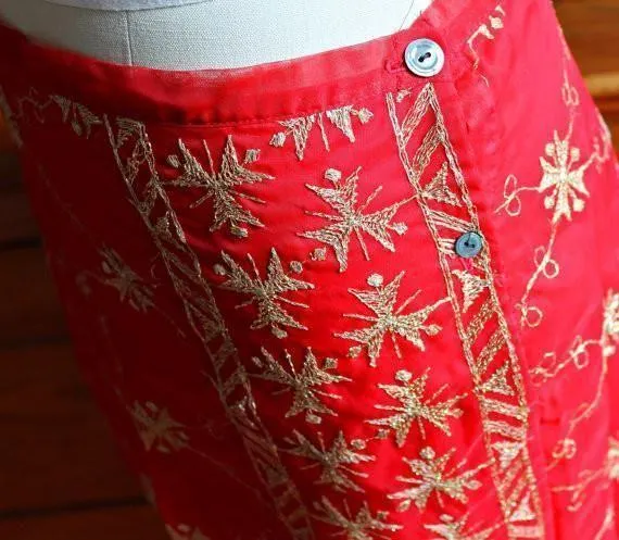 Embroidered Pencil Slip Skirt